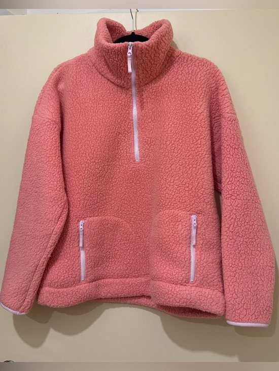 J. Crew Tops - J. Crew Coral Pink Sherpa Half-Zip Jacket for Kids